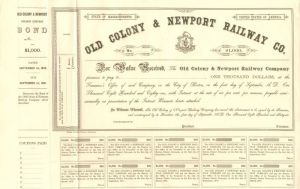 Old Colony and Newport Railway Co. - $1,000 - Bond