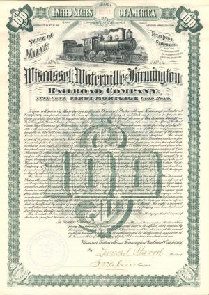 Wiscasset, Waterville and Farmington Railroad Co. - $100 - Bond
