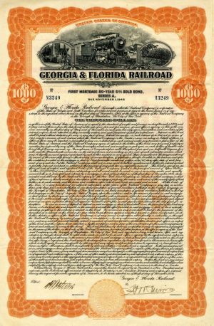 $10,000 1910/'s New York Central And Hudson River Railroad Bond Stock Certificate