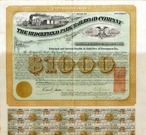 Ridgefield Park Railroad Co. - $1,000 Bond