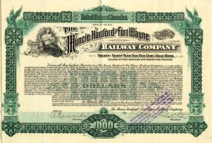 Muncie, Hartford and Fort Wayne Railway Co. - $1,000 Bond