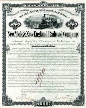 New York and New England Railroad Co. - $1,000 Bond
