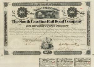 South Carolina Railroad Co. - £500 Bond