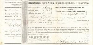 New-York Central Rail-Road Company - $500 or $1,000 Bond
