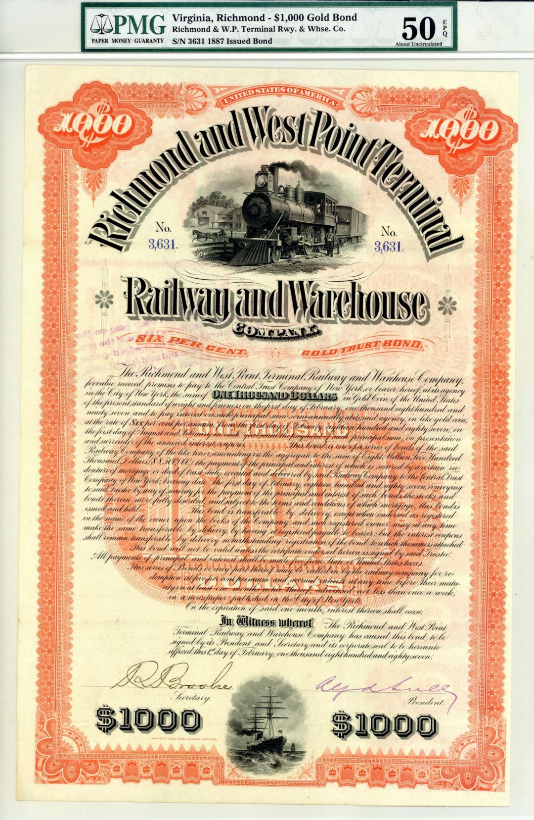Richmond and West Point Terminal Railway and Warehouse Co. - $1,000 Bond