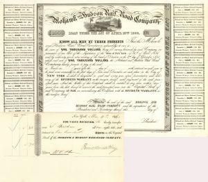 Pair of Mohawk & Hudson Rail Road Co. Items - $1,000 Bond and Stock Transfer - 2 Pieces