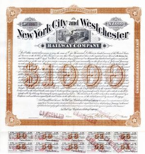 New York City and Westchester Railway Co.  -  $1,000 Bond
