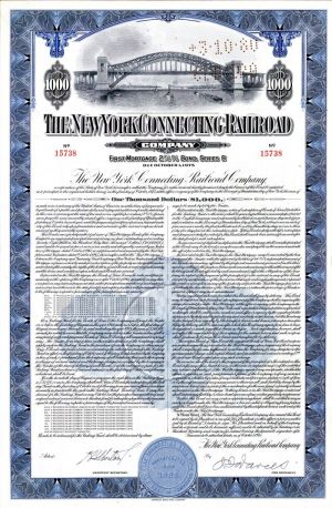 New York Connecting Railroad Co.  -  $1,000 Bond