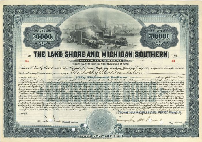 Lake Shore and Michigan Southern Railway Co. - $50,000 Bond