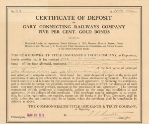 Gary Connecting Railways Co. -$1,000 Bond