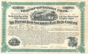 Pittsburgh Southern Rail Road Co. - $189.20 Bond