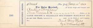 Lake Shore and Michigan Southern Railway Co. - Various denominations Bond