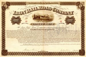 Iron Rail Road Co. - $1,000 Bond