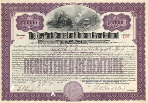 New York Central and Hudson River Railroad Co. - 1924 dated $50,000 Railway Bond