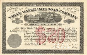 White Water Railroad Company - 1879 $20 Railroad Bond