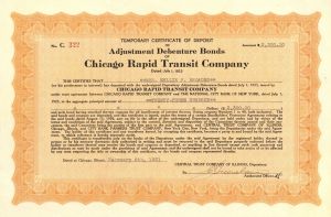 Chicago Rapid Transit Co. - 1931 $2,300 Railroad Bond