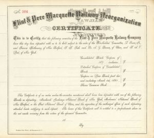 Flint and Pere Marquette Railway Reorganization  - Unissued Bond