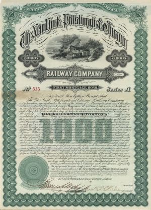 New York, Pittsburgh and Chicago Railway Co. - 1881 dated $1,000 Bond