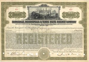 Evansville, Indianapolis and Terre Haute Railway Co. - 1921 dated $1,000 Bond