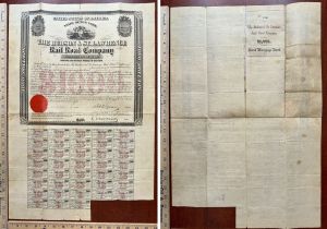 Hudson and St. Lawrence Railroad Co. - 1873 dated New York Railway Gold Bond