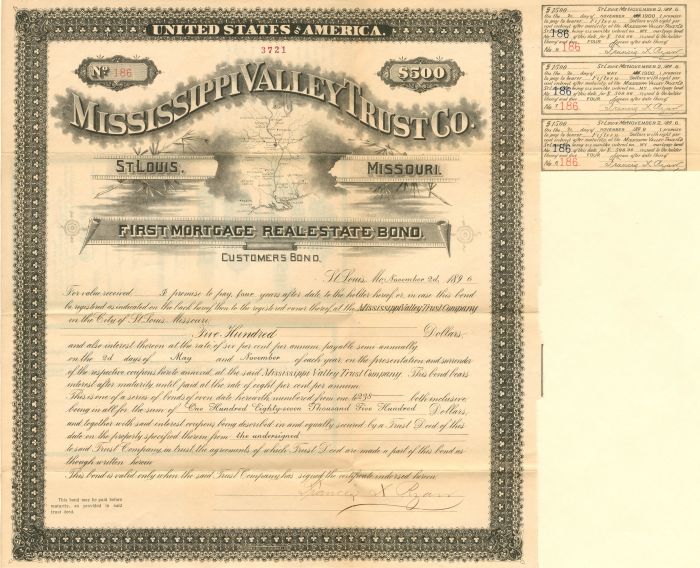 Mississippi Valley Trust Co. - $500 or $1,000 Bond (Uncanceled)