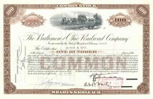 Baltimore and Ohio Railroad - dated 1940's-60's Railway Stock Certificate - Monopoly Game Railroad