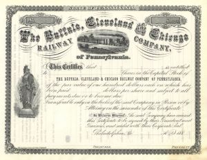 Buffalo, Cleveland and Chicago Railway Co. of Pennsylvania - circa 1880's Unissued Railroad Stock Certificate