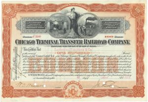 Chicago Terminal Transfer Railroad Co. - 1899-1920 dated Railway Stock Certificate - Gorgeous 5 Vignette Design