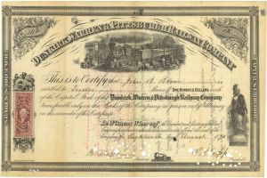 Dunkirk, Warren and Pittsburgh Railway - 1870's Railroad Stock Certificate
