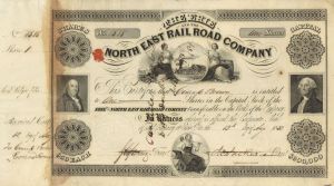 Erie and North East Railroad Co. - 1850's-60's dated Railway Stock Certificate - Part of the Lake Shore and Michigan Southern Railway