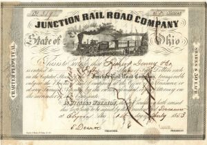 Junction Rail Road Co. - Stock Certificate