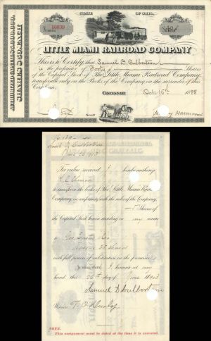 Little Miami Railroad Co. - 1880's-1890's dated Railway Stock Certificate