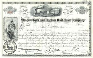 New York and Harlem Rail Road Co. - dated 1940's-1960's Railway Stock Certificate