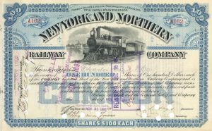 New York and Northern Railway Co. - Railroad Stock Certificate