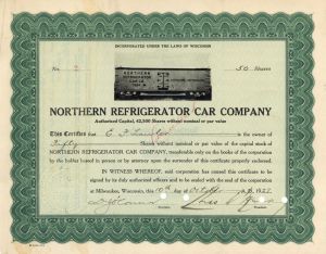 Northern Refrigerator Car Co. - Stock Certificate