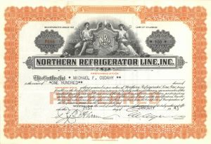 Northern Refrigerator Line, Inc - Refrigeration Railway Car Stock Certificate