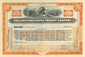 Philadelphia Rapid Transit Co. - 1927 dated Stock Certificate