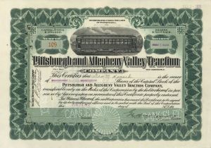 Pittsburgh and Allegheny Valley Traction Co. - Stock Certificate