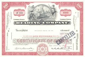 Reading Co. - 1960's-70's Railroad Stock Certificate - Monopoly Board Game Railway