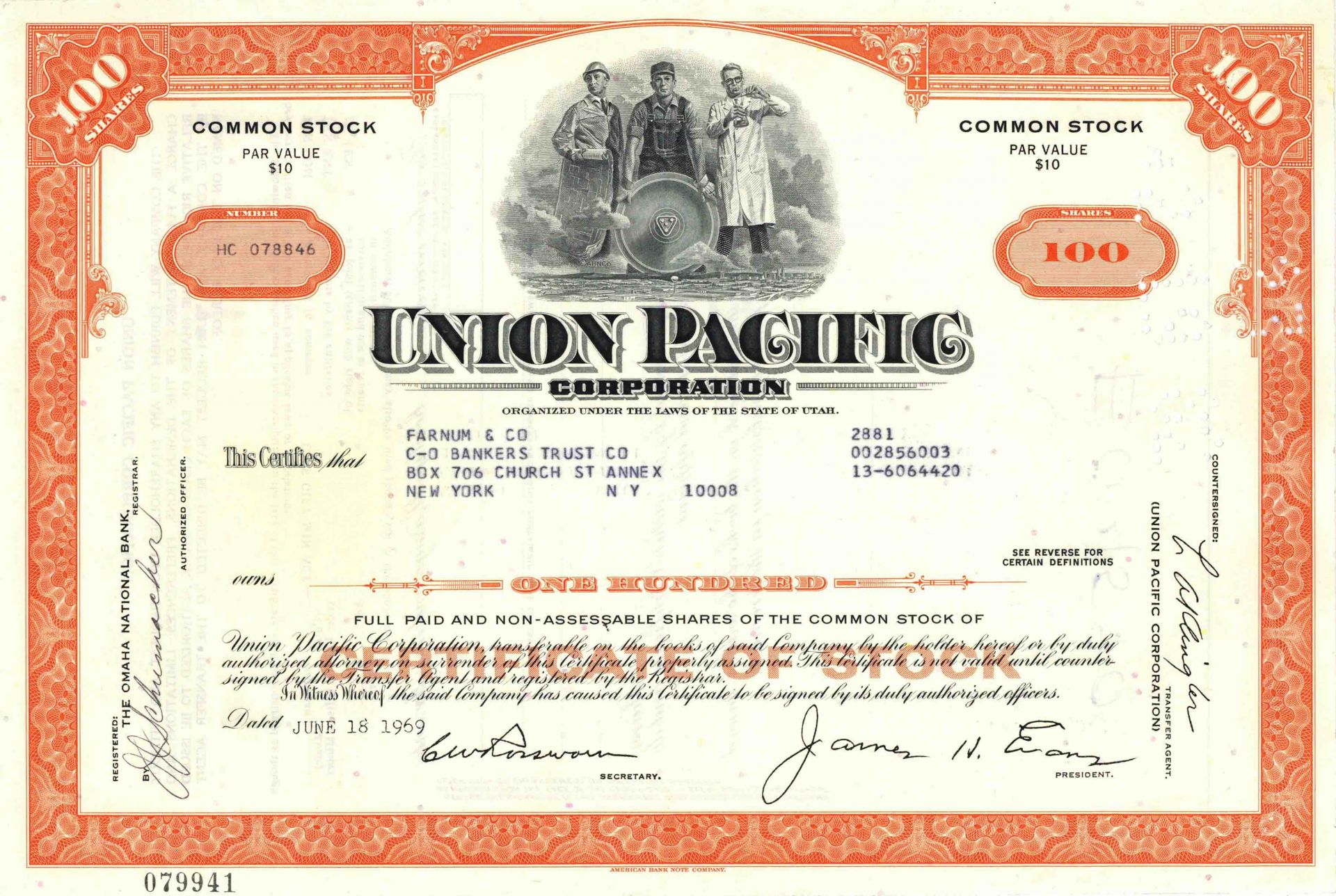 Union Pacific Corporation - Railway Stock Certificate - Awesome ...