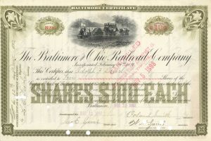 Baltimore and Ohio Railroad - Stock Certificate