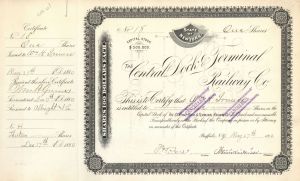 Central Dock Terminal Railway Co. - Stock Certificate