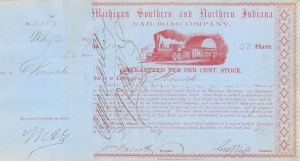 Michigan Southern and Northern Indiana Railroad Co. - 1850's-60's dated Railway Stock Certificate