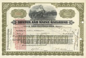 Boston and Maine Railroad - Stock Certificate