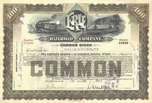 Erie Railroad Co. - Railway Stock Certificate - Gorgeous Design