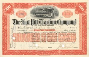 Fort Pitt Traction Co. - 1896 dated Stock Certificate