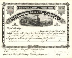 Buffalo, Bradford and Pittsburgh Railroad Co. - Unissued Stock Certificate
