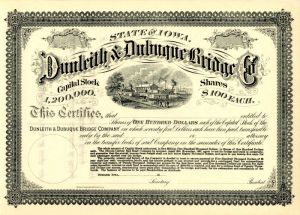 Dunleith and Dubuque Bridge Co. - Stock Certificate
