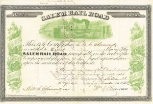Salem Railroad Stock Certificate