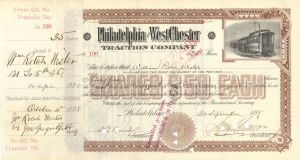 Philadelphia and West Chester Traction Co. - 1895 dated Stock Certificate